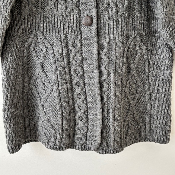 Kilronan Knitwear 100% Pure Merino Wool Gray Cardigan Made In Ireland - Picture 3 of 16